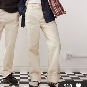 Reclaimed Vintage unisex western baggy dad jeans in ecru (cream). Size S. NWOT